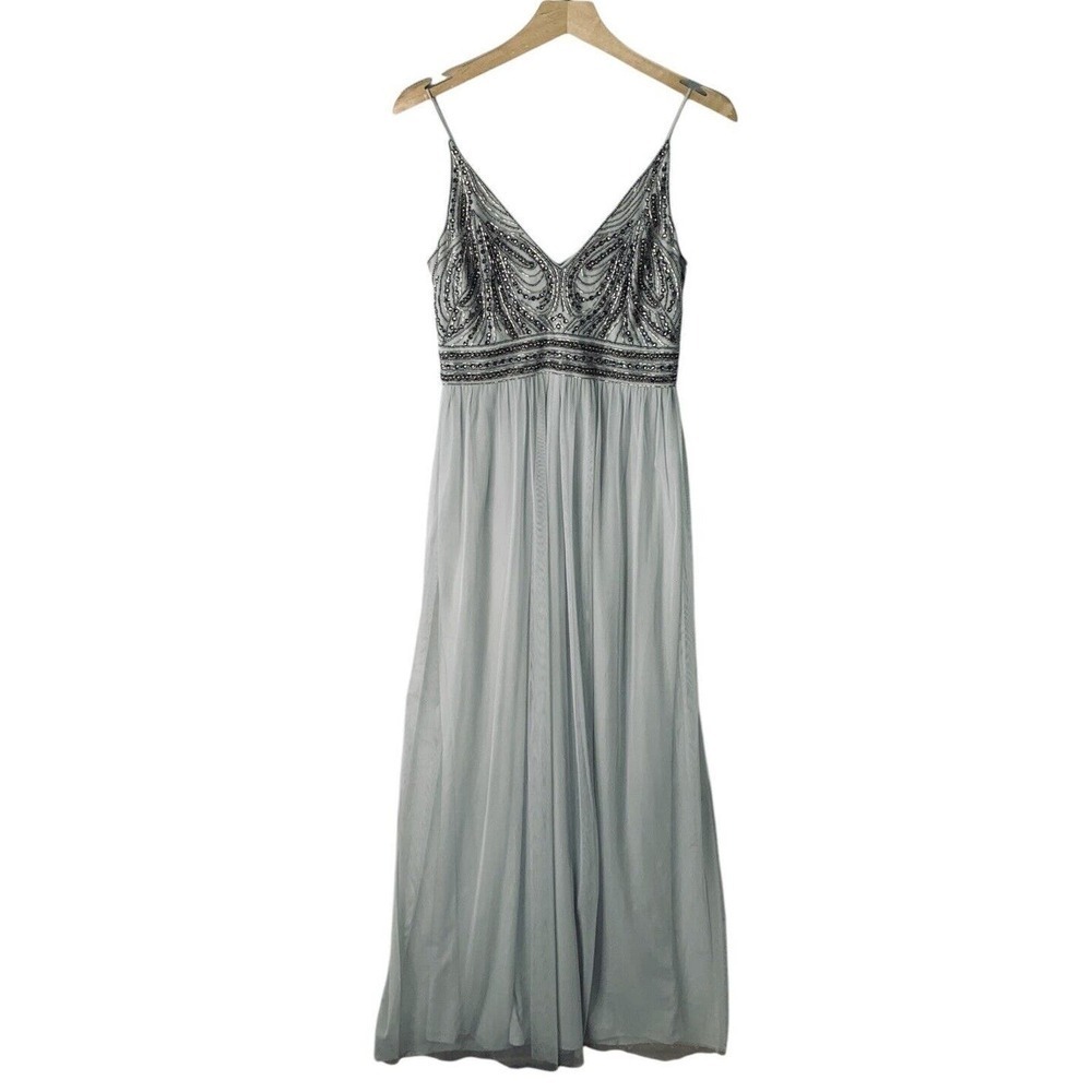 Anthropologie x BHLDN Vilette Dress Womens Size 4 Fog Gray $245 - Picture 8 of 16